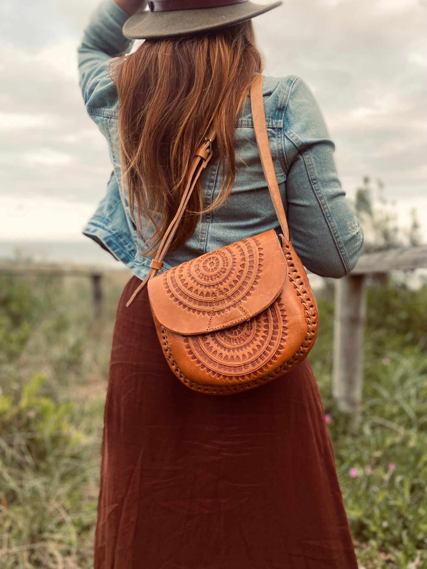 Handmade Mexican Leather Bag | Hand Tooled Design | Boho Purse