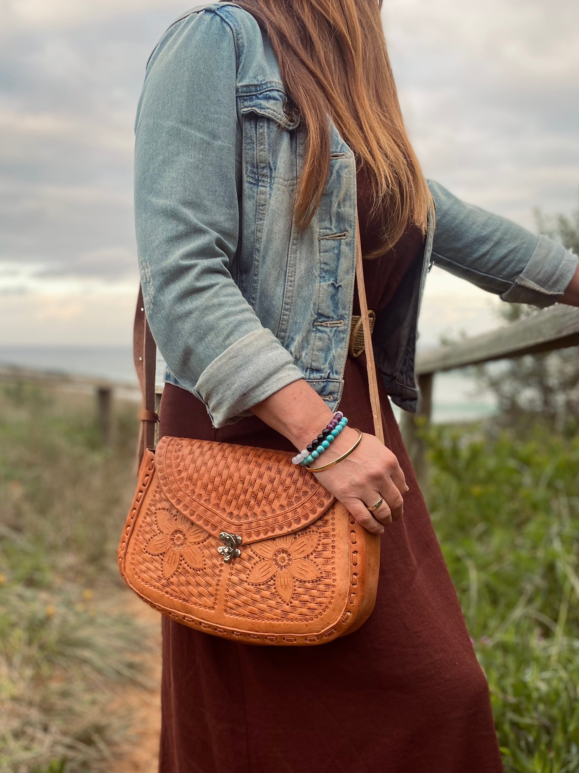 FLOWER PRINT BAG, Hand tooled Bag, Women handmade Bag, Unique Hand Bag