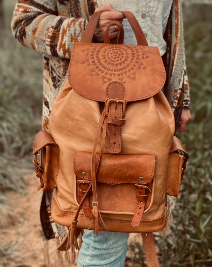 HANDMADE Backpack | Big Backpack | Hand tooled Bag | Leather Backpack