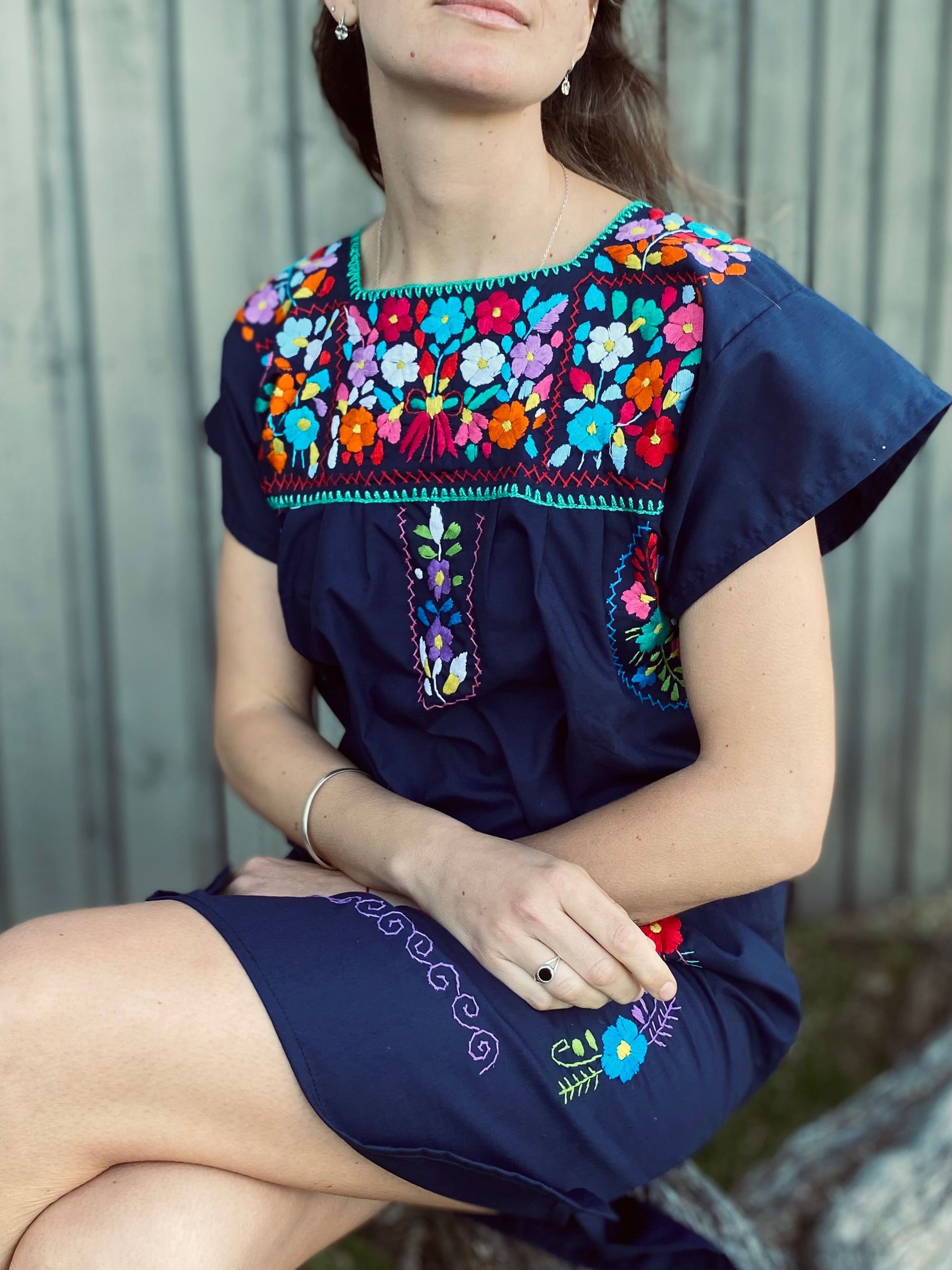 MEXICAN Dresses, Hand Embroidered, Cotton Summer Dress, Handmade Dress
