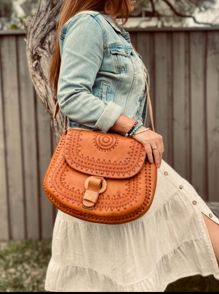 New Hand cheapest tooled handcrafted genuine leather shoulder purse