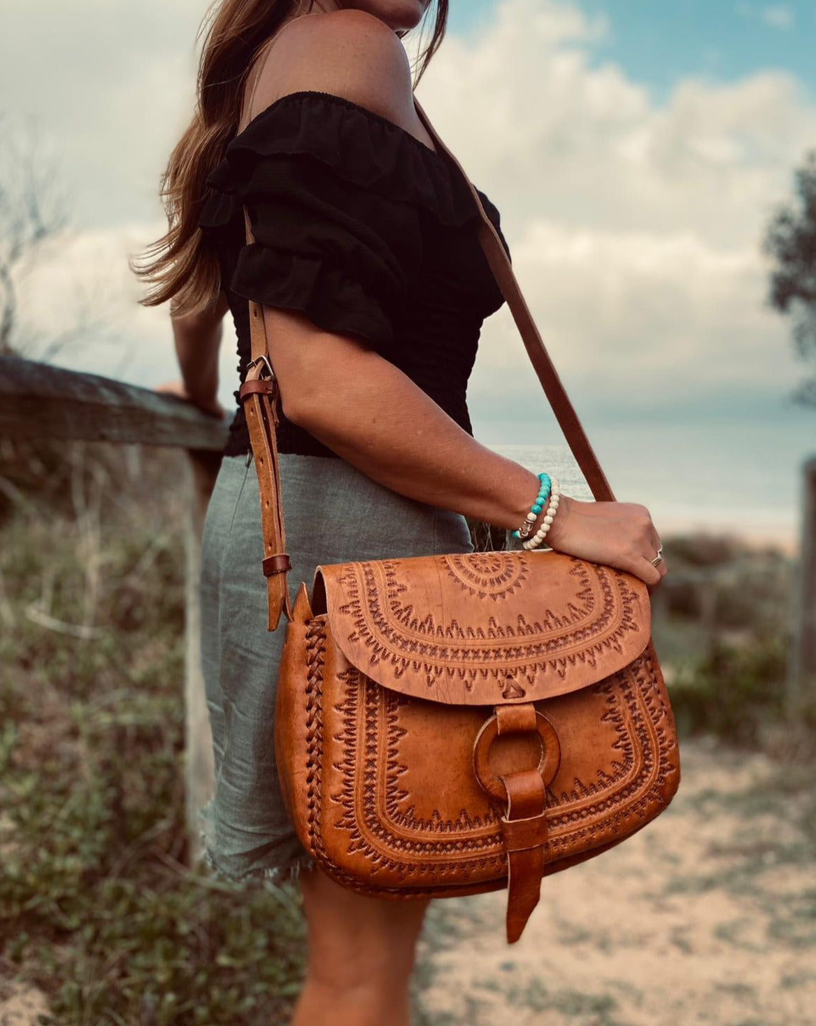 GENUINE LEATHER BAG, Big Hand Tooled Bag, Handmade Bag, Mexican Bag