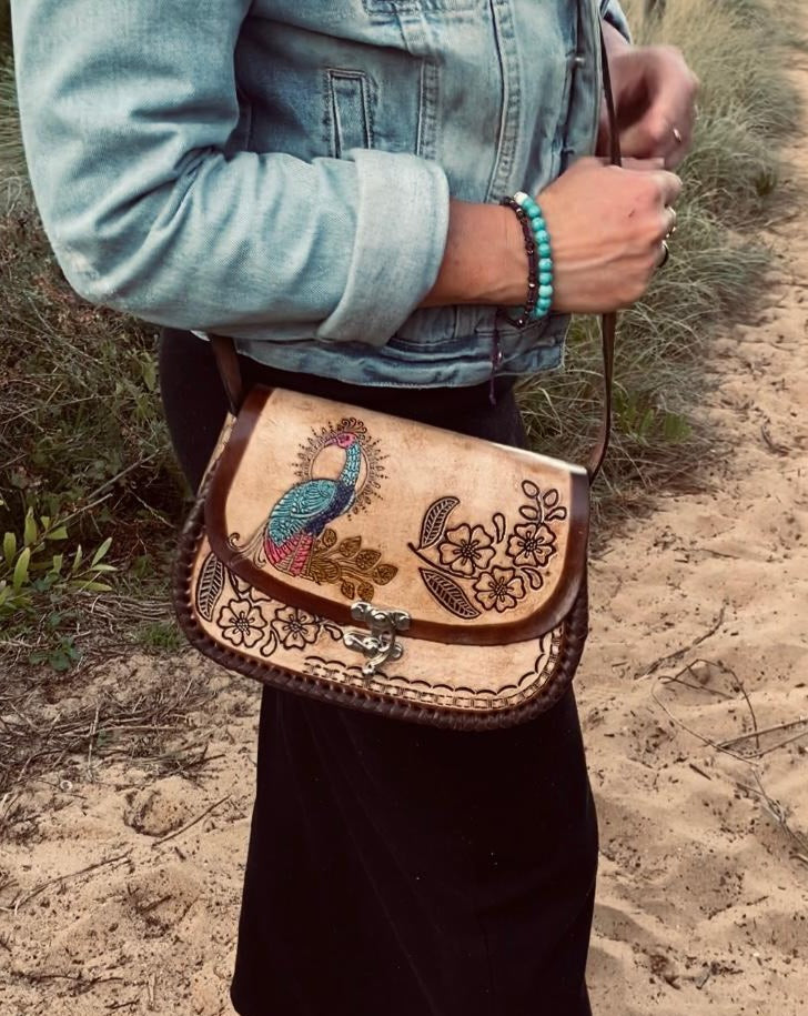 PEACOCK BAG, Handmade bag, Mexican bag, colour bag, Peacock design bag