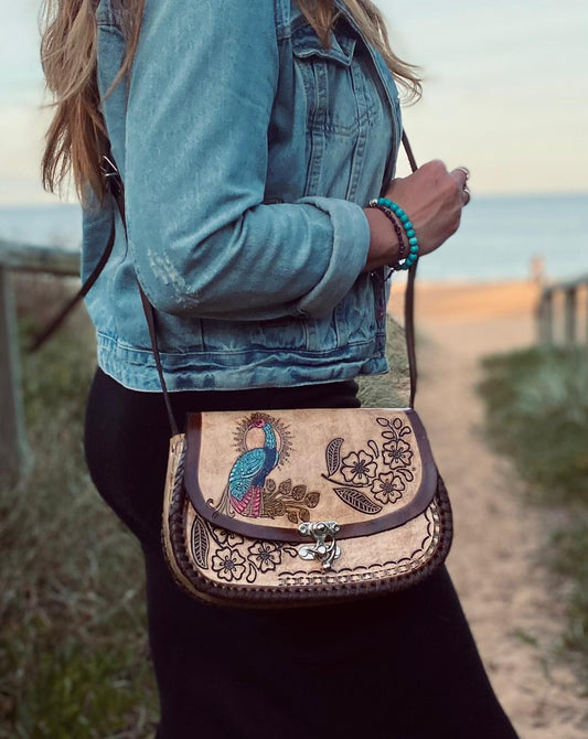PEACOCK BAG, Handmade bag, Mexican bag, colour bag, Peacock design bag