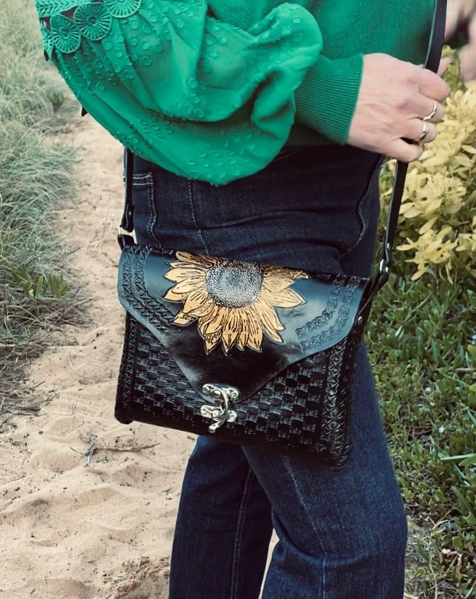 SUNFLOWER BAG, Handmade bag, Mexican bag, colour bag, Flower bag