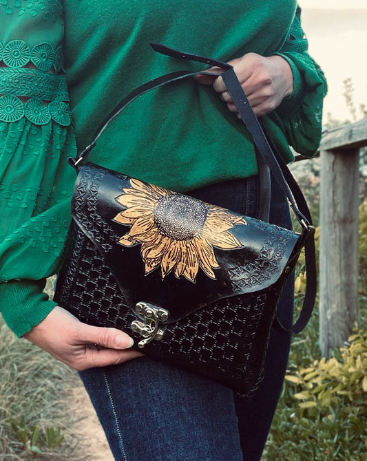 SUNFLOWER BAG, Handmade bag, Mexican bag, colour bag, Flower bag
