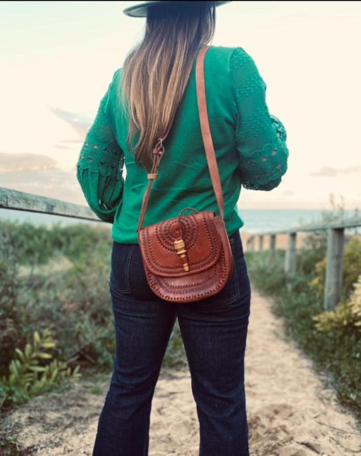 BROWN LEATHER Bag | Mexican Leather Bag | Authentic hand tooled Bag