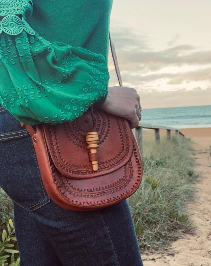 BROWN LEATHER Bag | Mexican Leather Bag | Authentic hand tooled Bag