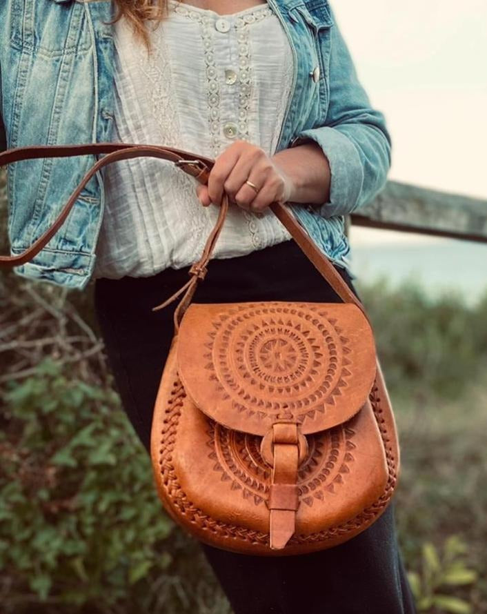 Hand tooled Vintage Bag, Authentic style bag, Handmade Boho Handbag