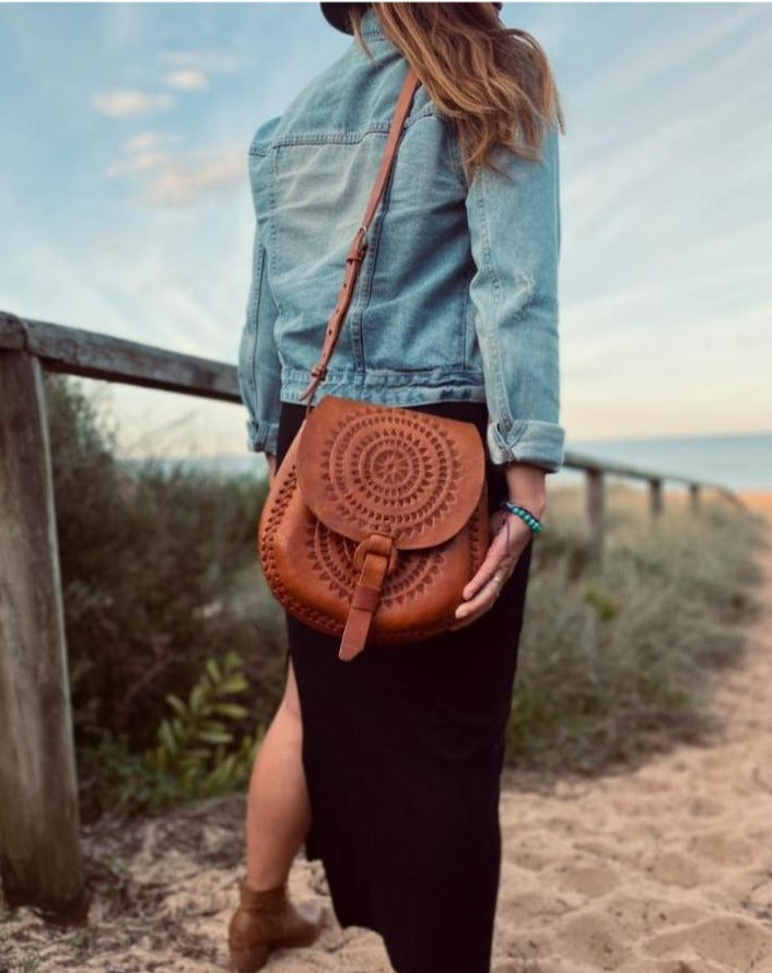 Hand tooled Vintage Bag, Authentic style bag, Handmade Boho Handbag