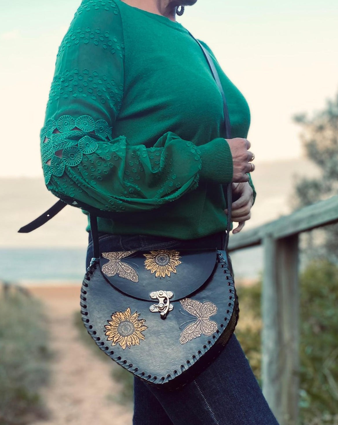 HEART DESIGN BAG, Handmade bag, Mexican bag, colour bag, Leather Purse