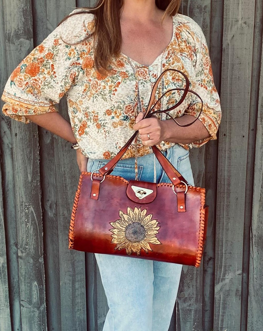 LARGE SUNFLOWER BAG, Handmade bag, Mexican bag, colour bag, Flower bag