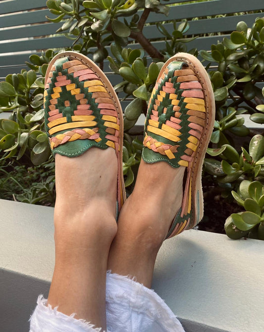 MEXICAN HUARACHES, Leather Shoe, Colour Sandals, Mexican Shoes