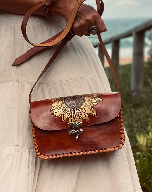 SUNFLOWER BAG, Handmade bag, Mexican bag, colour bag, Flower bag