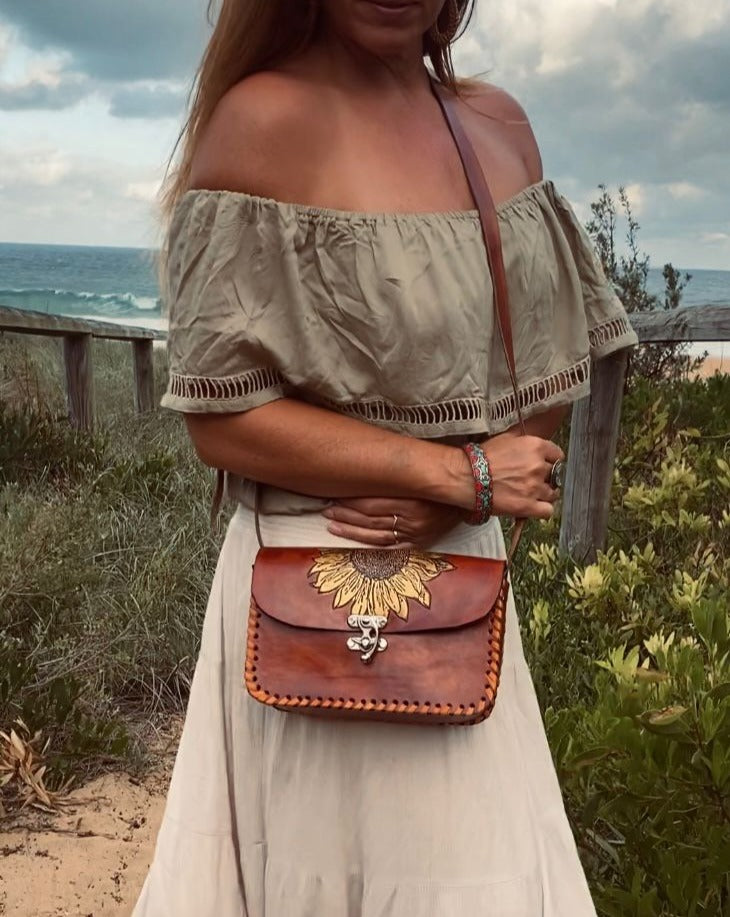 SUNFLOWER BAG, Handmade bag, Mexican bag, colour bag, Flower bag