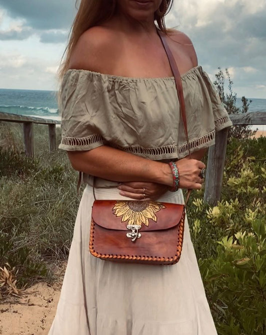 SUNFLOWER BAG, Handmade bag, Mexican bag, colour bag, Flower bag