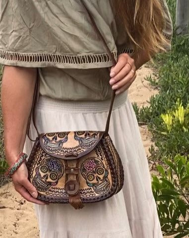 SKULL BAG, Handmade bag, Mexican bag, colour bag, Day of the Dead
