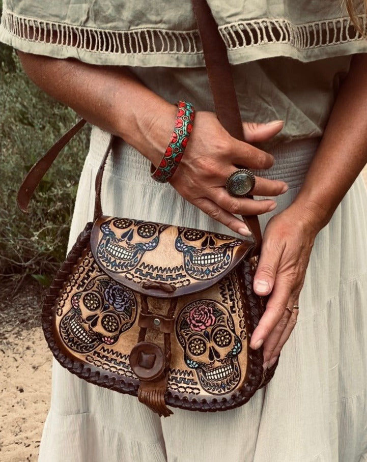 SKULL BAG, Handmade bag, Mexican bag, colour bag, Day of the Dead
