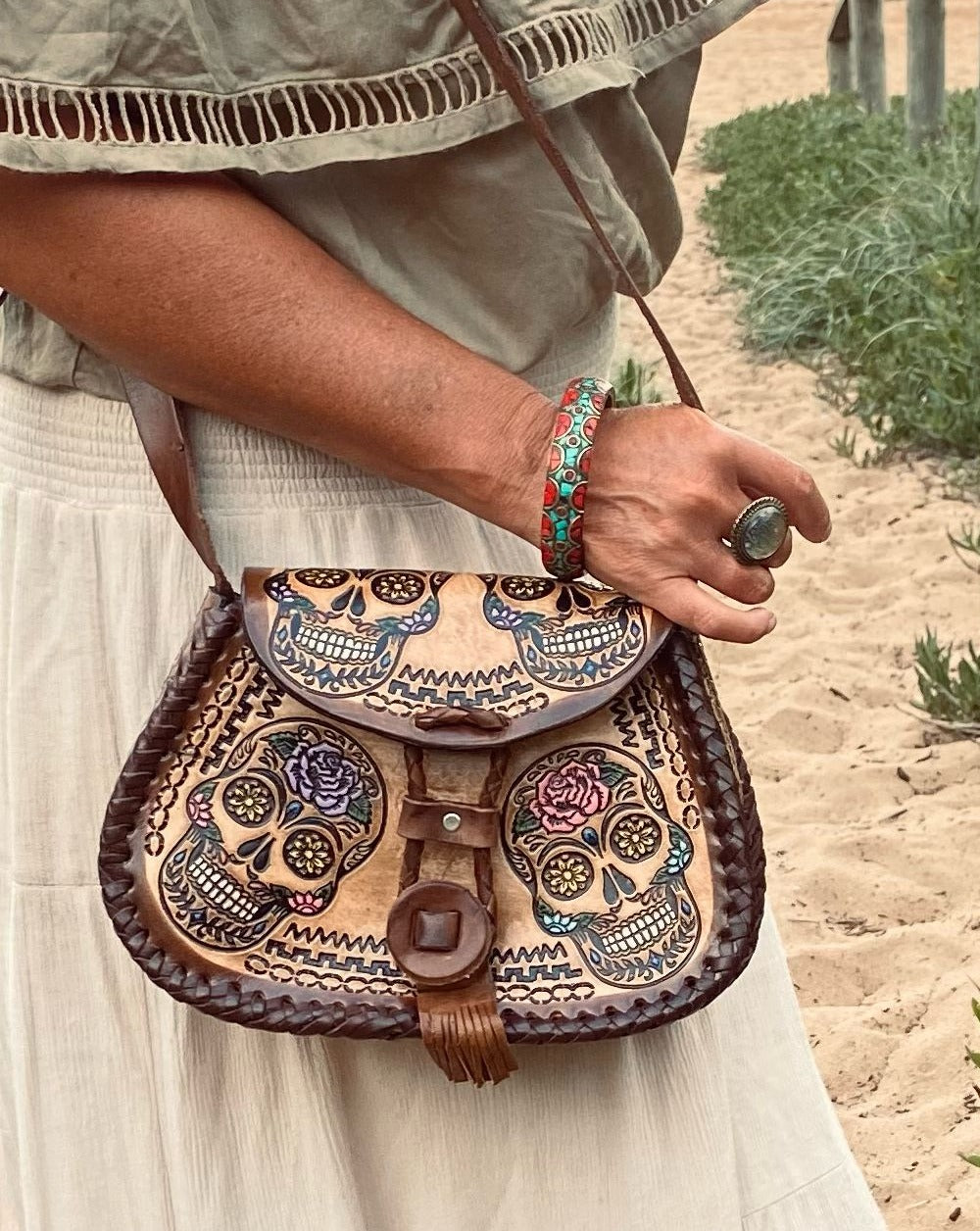 SKULL BAG, Handmade bag, Mexican bag, colour bag, Day of the Dead