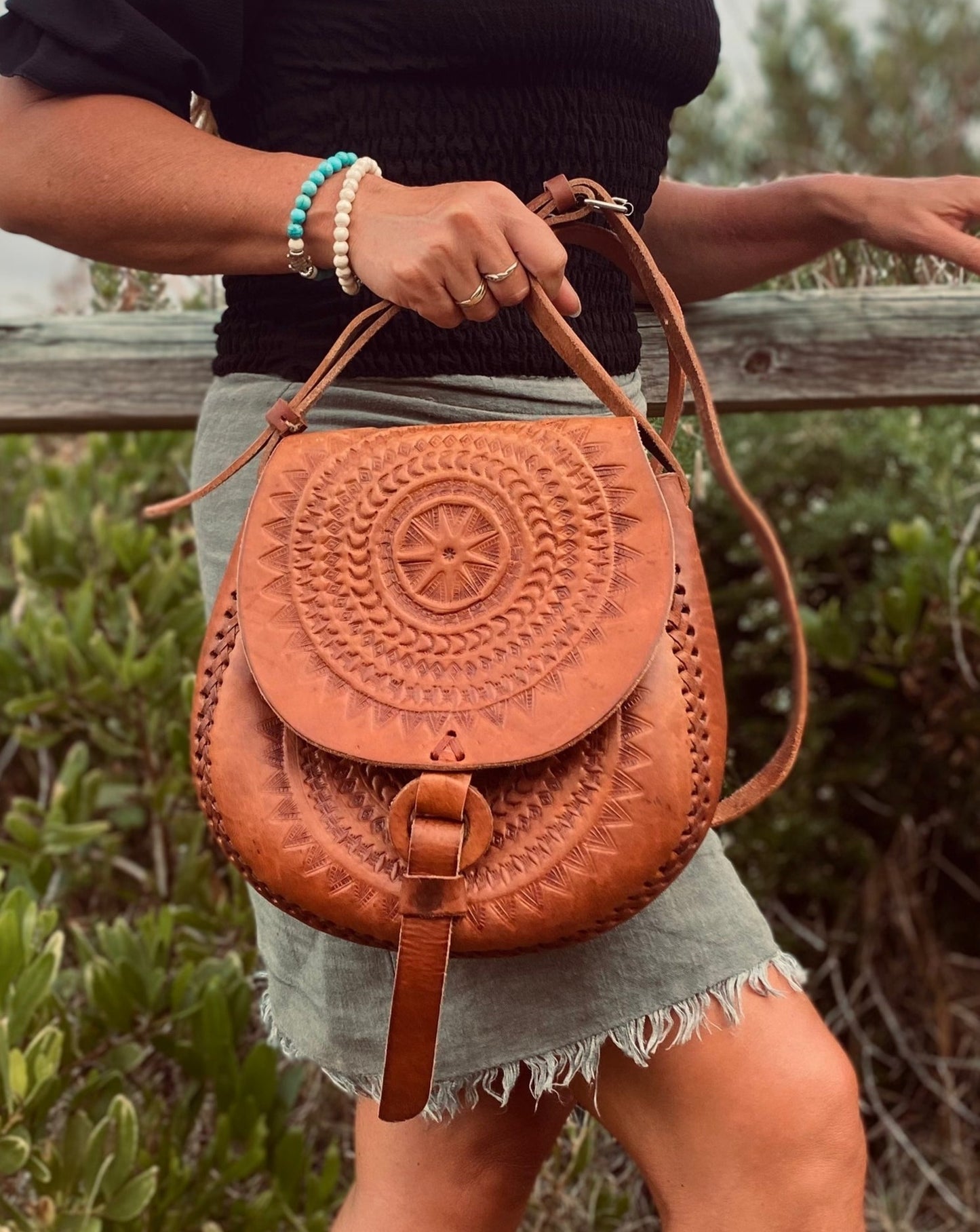 BOHO VINTAGE BAG, Hand tooled bag, Handmade Boho Handbag, Boho Style