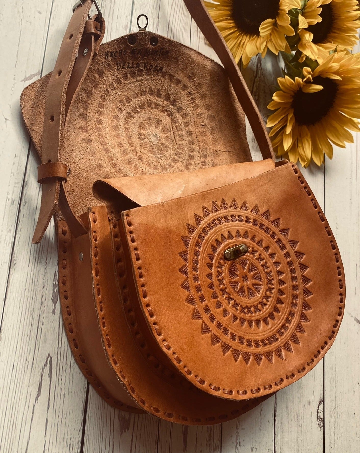VINTAGE MEXICAN LEATHER Bag | Hand tooled Design Bag | Large Handbag