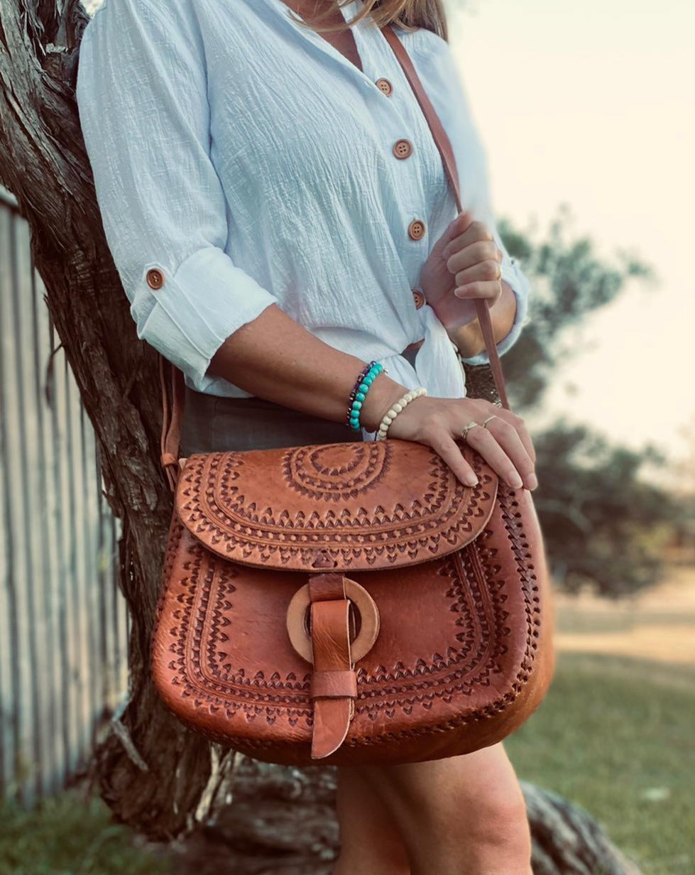 GENUINE LEATHER BAG, Big Hand Tooled Bag, Handmade Bag, Mexican Bag