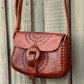 Small leather bag, hand tooled bag, small purse, mexican bag