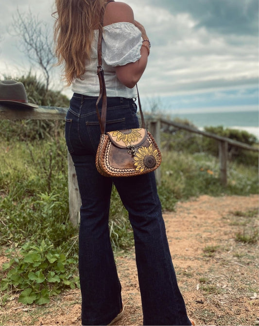 SUNFLOWER BAG, Handmade bag, Mexican bag, colour bag, Flower bag