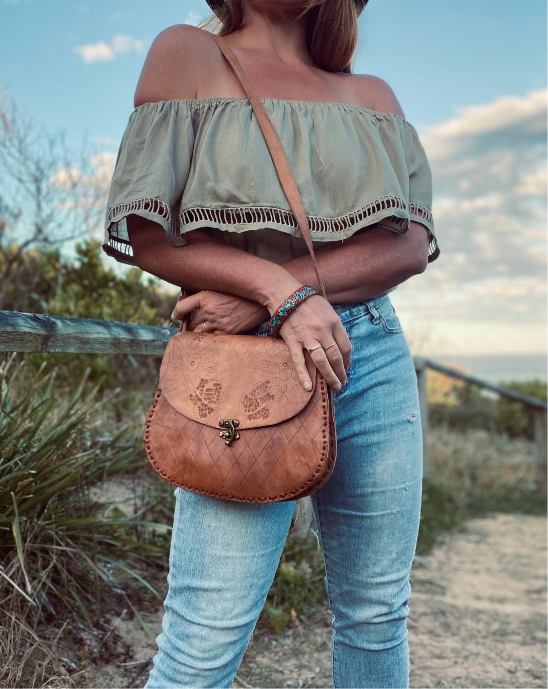 TOOLED leather bag, Unique Leather Bag, Hand tooled Purse, Vintage Bag