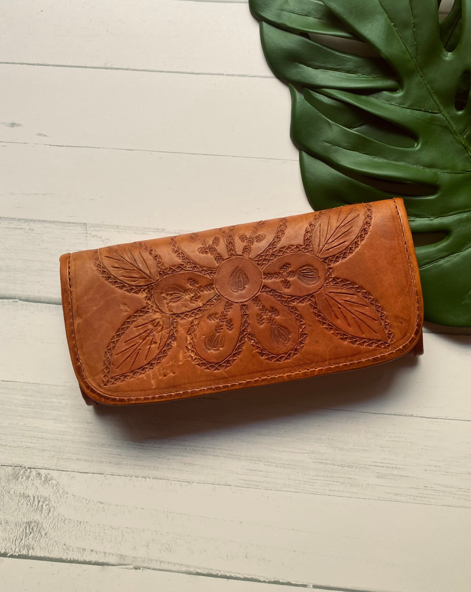 Leather Handmade purse, leather tooled purse, mexican purse