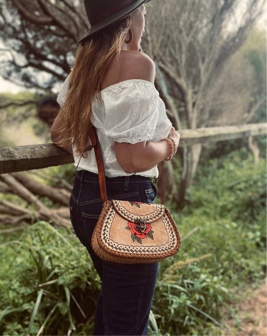 ROSE HANDBAG, Handmade bag, Mexican bag, colour handbag, Rose purse