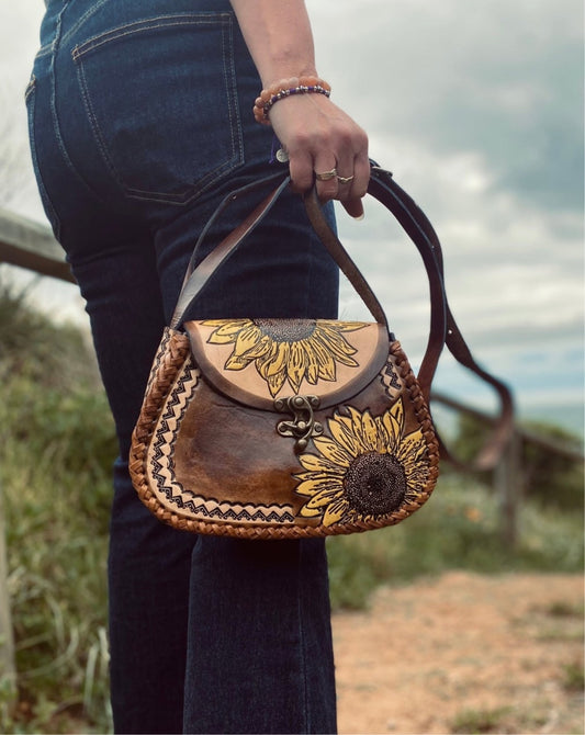 SUNFLOWER BAG, Handmade bag, Mexican bag, colour bag, Flower bag