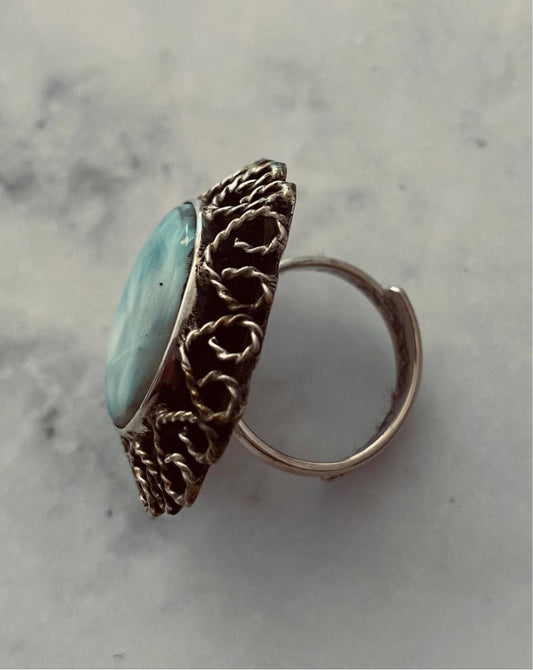 LARIMAR RING, Mexican Silver Ring, Larimar for sale, Larimar Stone