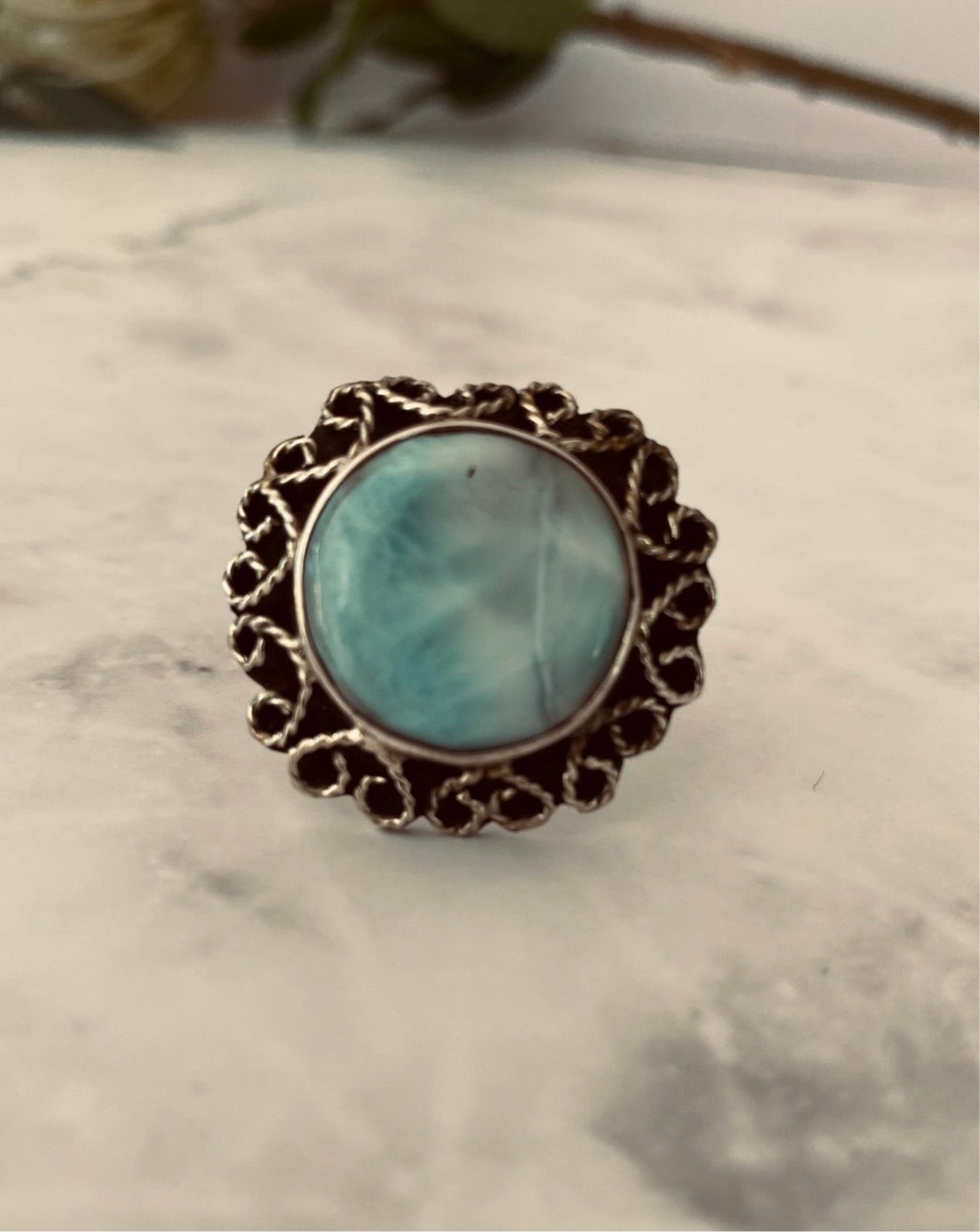 LARIMAR RING, Mexican Silver Ring, Larimar for sale, Larimar Stone
