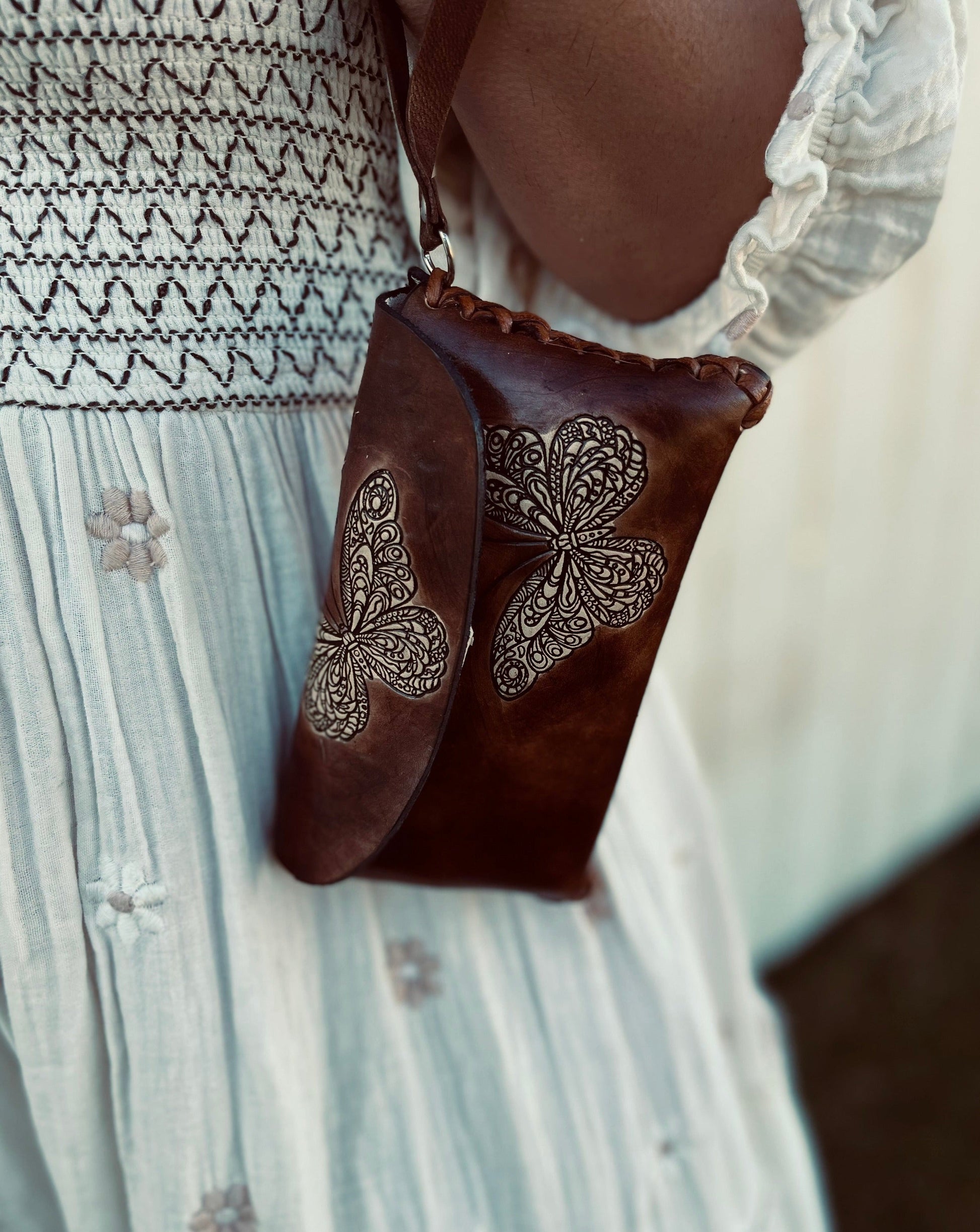 WRIST PURSE, butterfly purse, leather purse, handmade purse