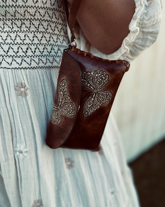 WRIST PURSE, butterfly purse, leather purse, handmade purse