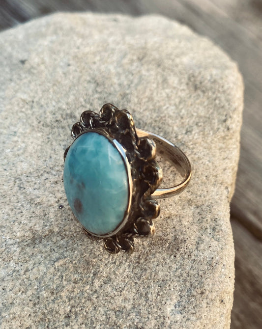 LARIMAR RING, Mexican Silver Ring, Larimar for sale, Larimar Stone