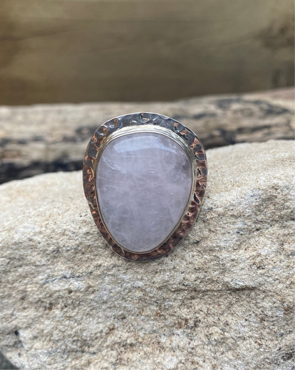 Rose Quartz Ring, Silver Ring, Taxco Silver Jewlery, Quartz Silver Ring