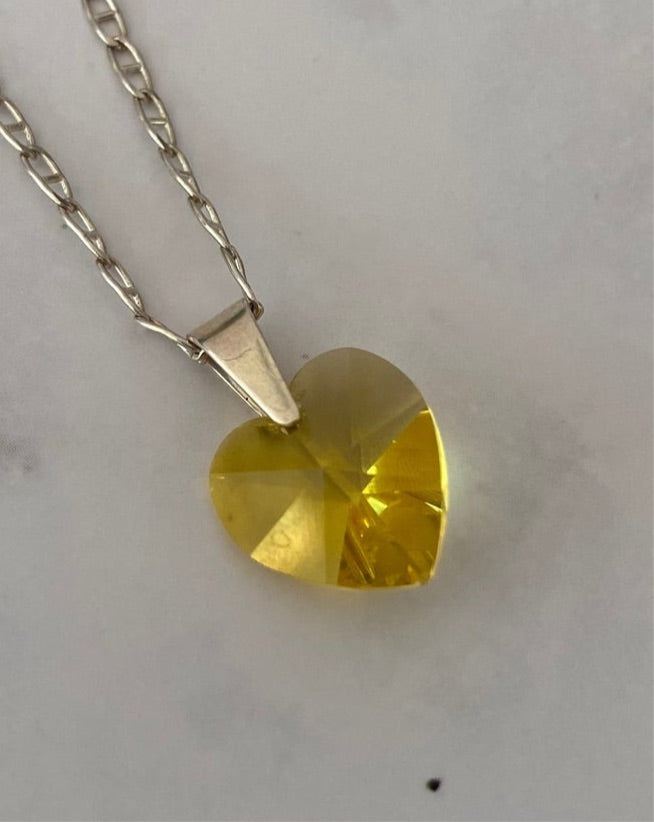 925 silver necklace, mexican jewellery, yellow heart jewellery, taxco