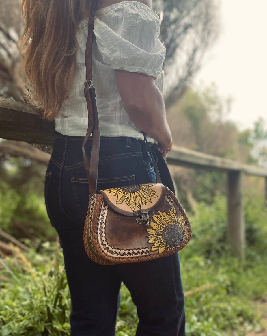 SUNFLOWER BAG, Handmade bag, Mexican bag, colour bag, Flower bag