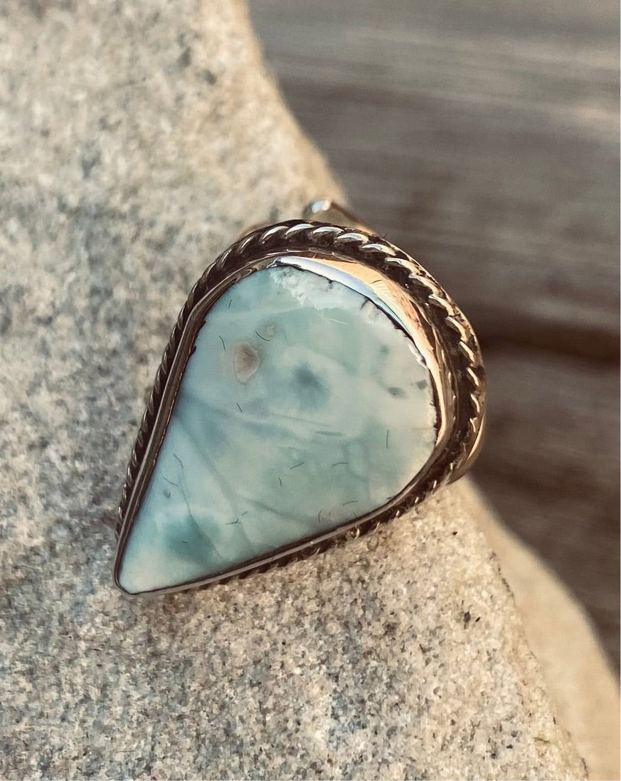 LARIMAR RING, Mexican Silver Ring, Larimar for sale, Larimar Stone