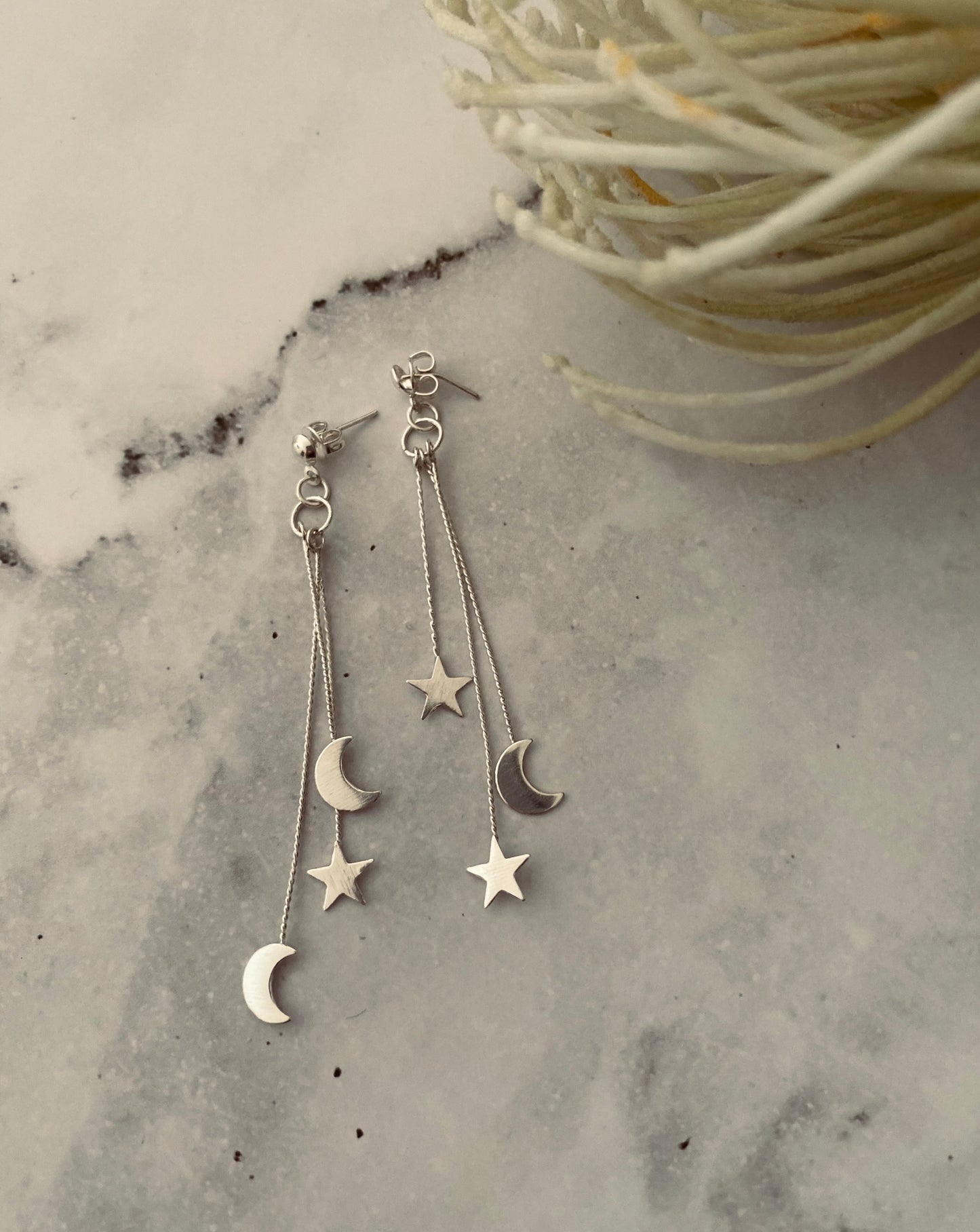 STAR & MOON EARRINGS, silver jewellery, Mexican Silver, Star and Moon
