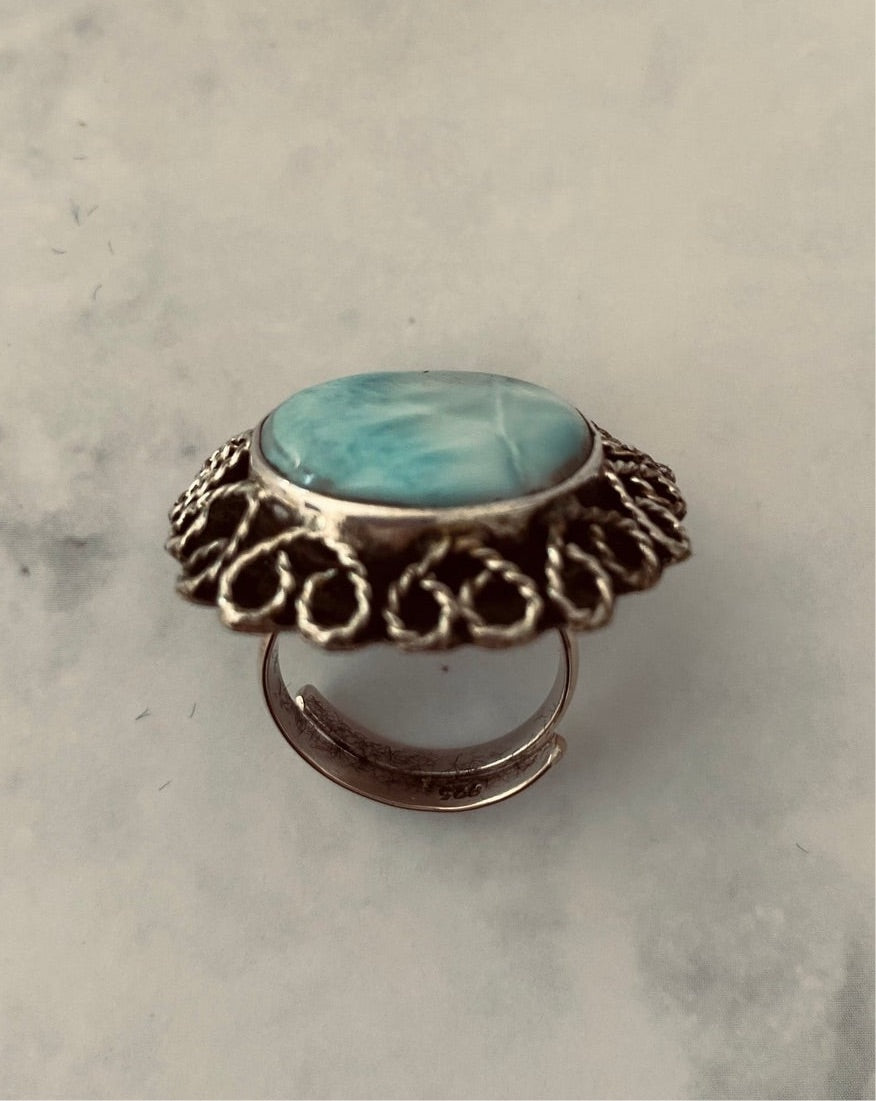 LARIMAR RING, Mexican Silver Ring, Larimar for sale, Larimar Stone