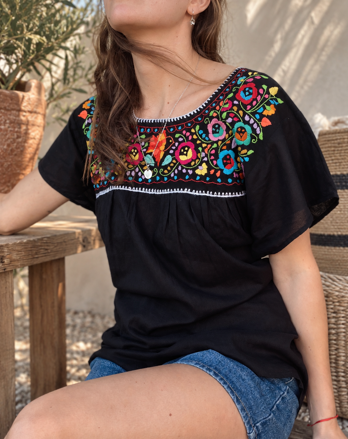 Black Embroidered Blouses