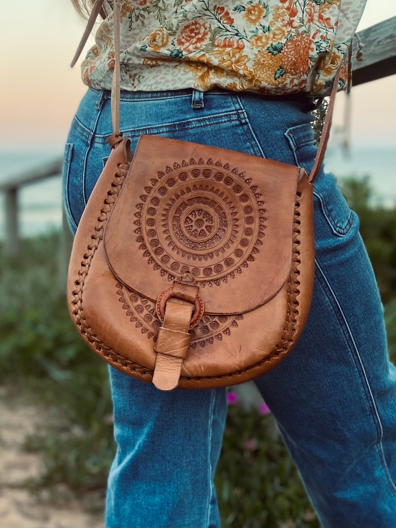 Hand tooled Vintage Bag, Authentic style bag, Handmade Boho Handbag