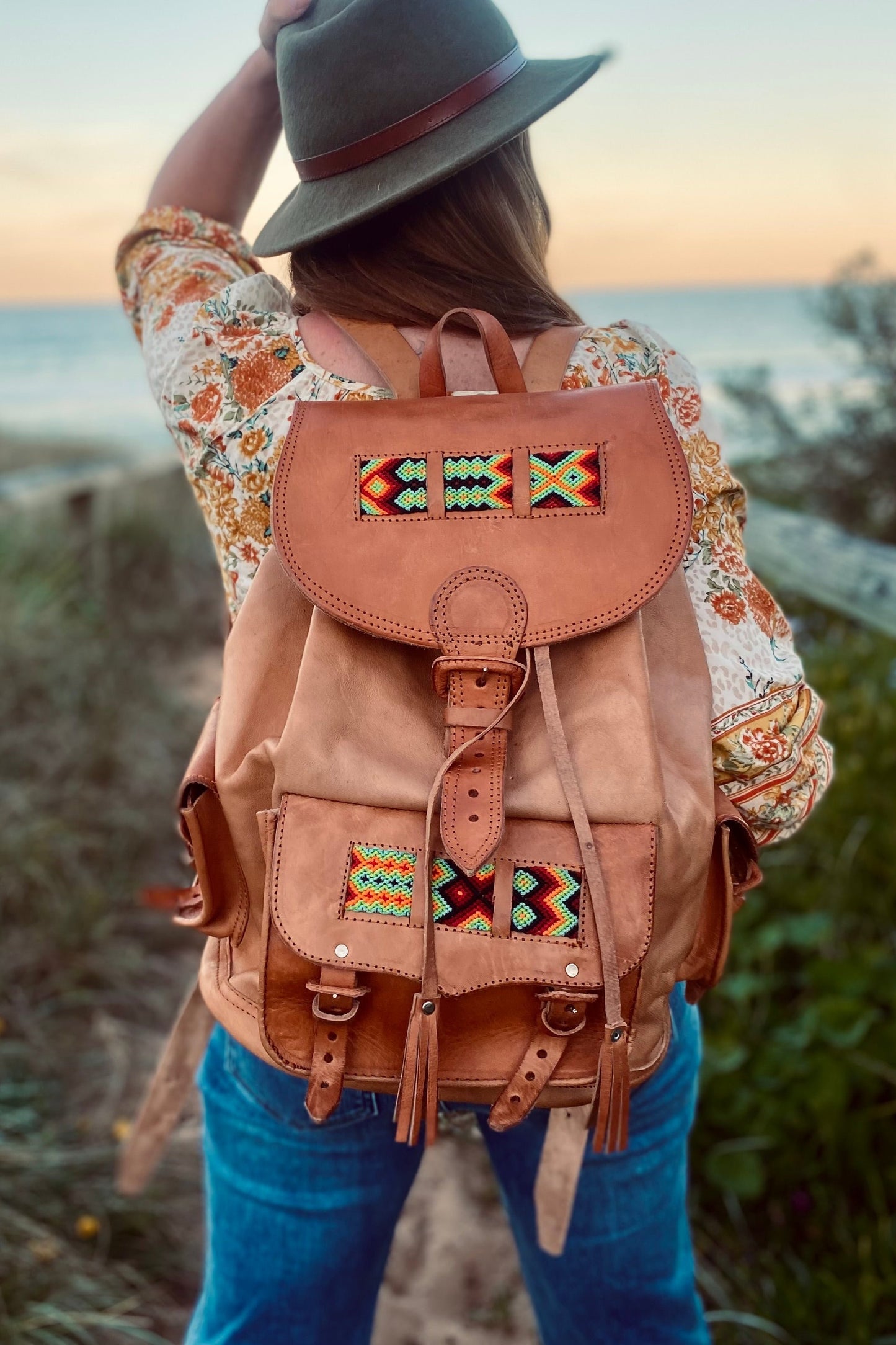 HANDMADE LEATHER BACKPACK | Hand Tooled Backpack | Women's Backpack