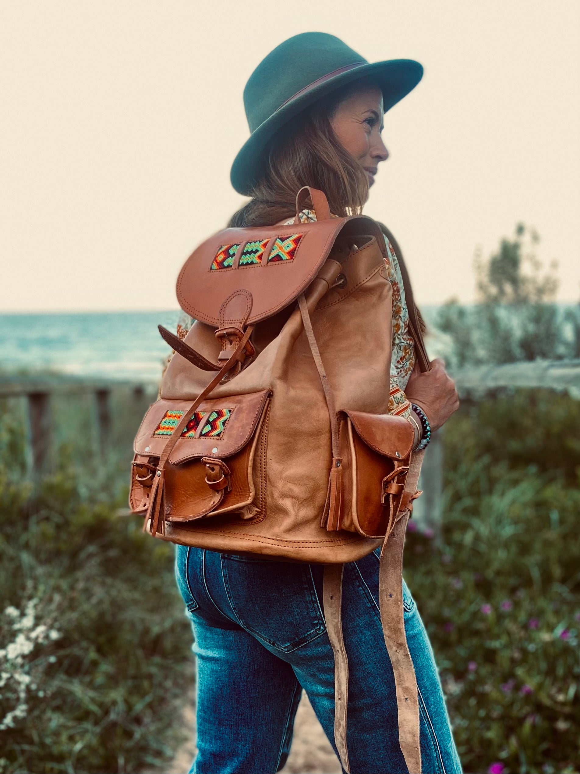 HANDMADE LEATHER BACKPACK | Hand Tooled Backpack | Women's Backpack