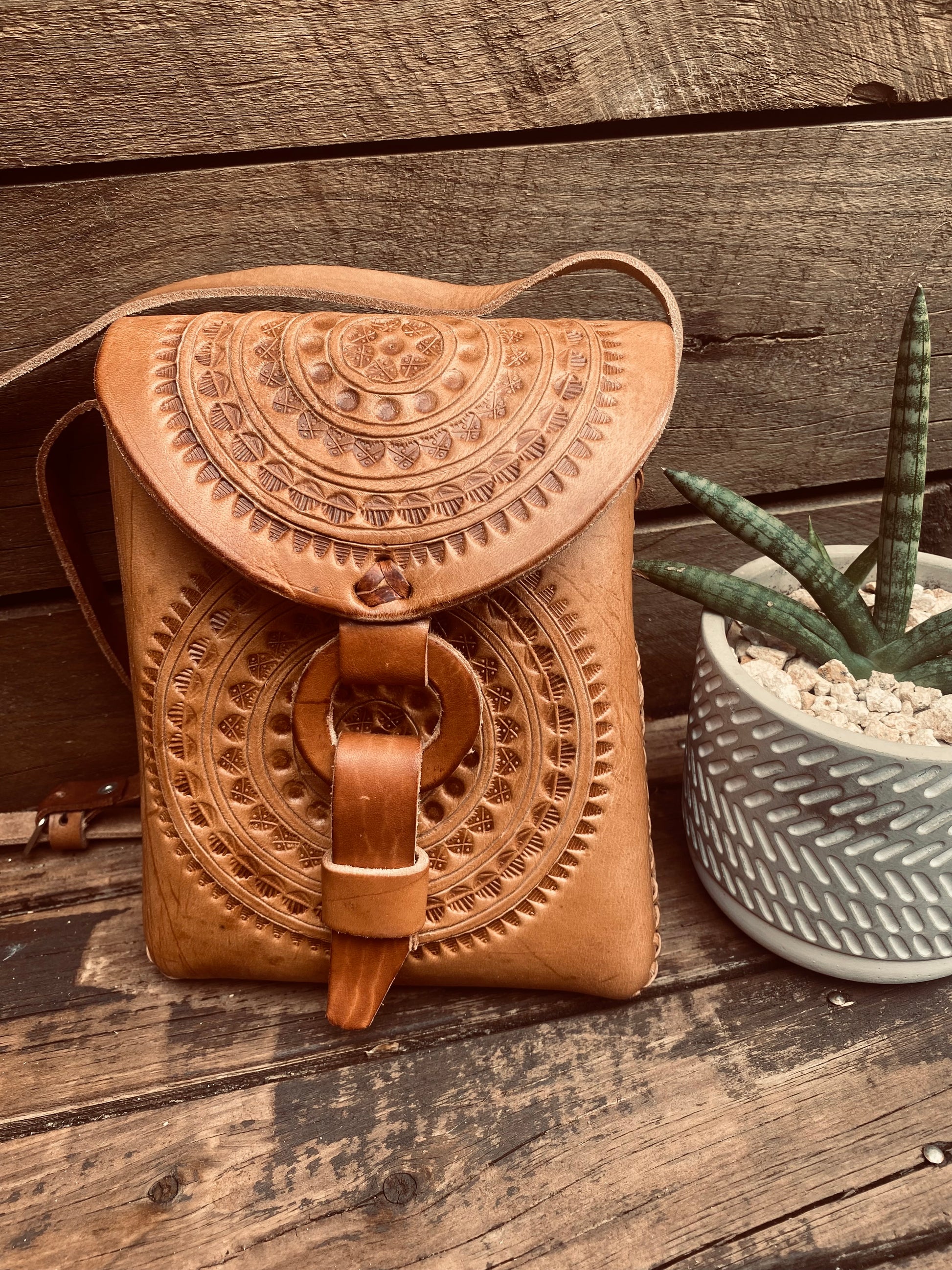 UNIQUE cross body bag, Beautiful hand tooled bag, Leather Boho Bag