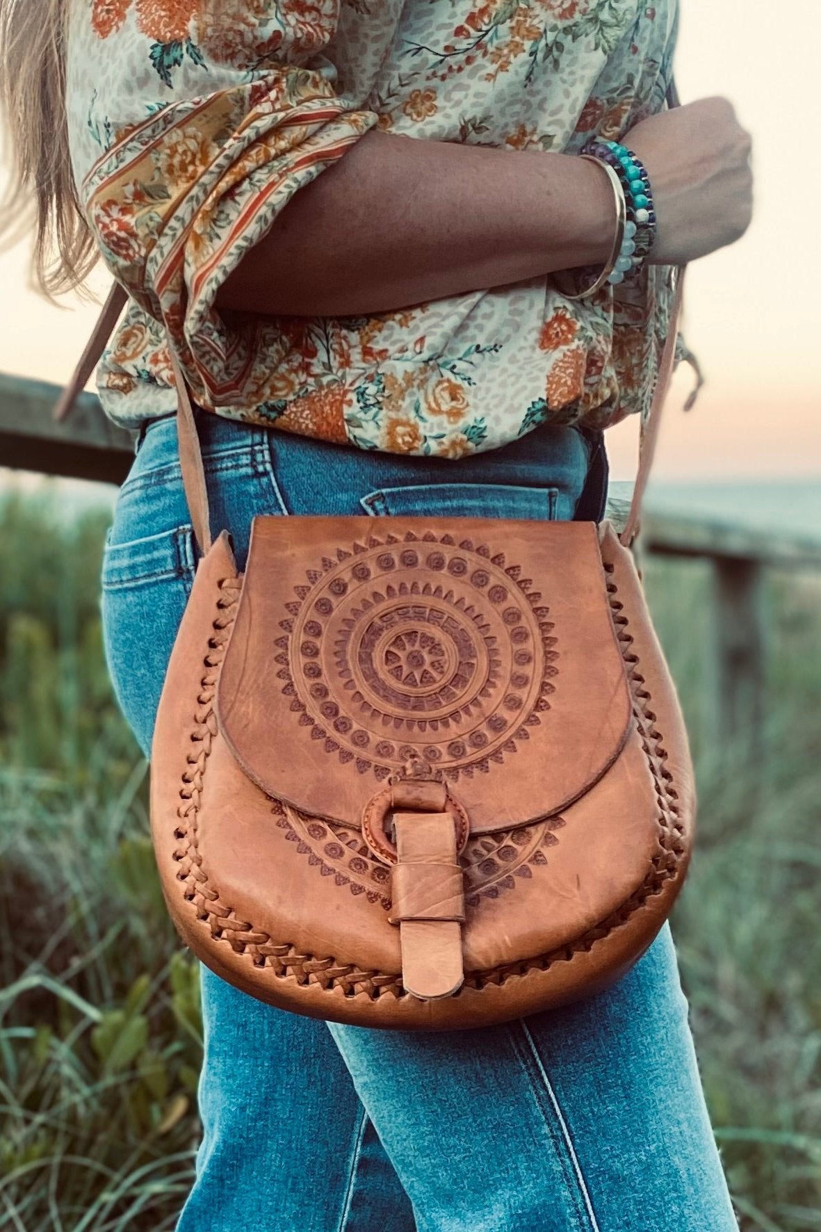 Hand tooled Vintage Bag, Authentic style bag, Handmade Boho Handbag