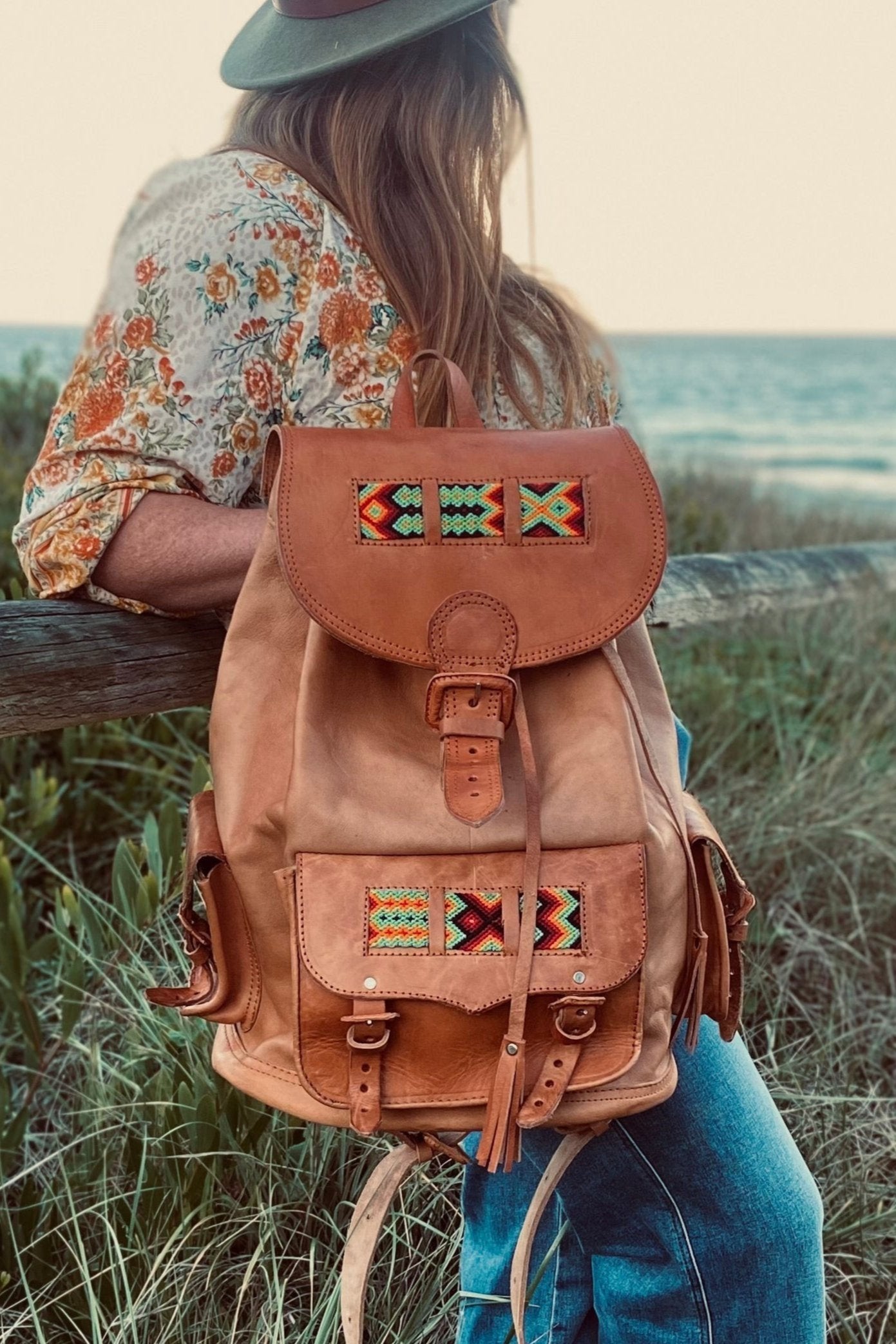 HANDMADE LEATHER BACKPACK | Hand Tooled Backpack | Women's Backpack